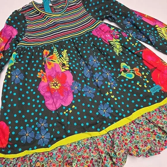 Catimini Toddler Girl Dress 4/104 Boho Style Floral Cotton Zip Back - Picture 3 of 15